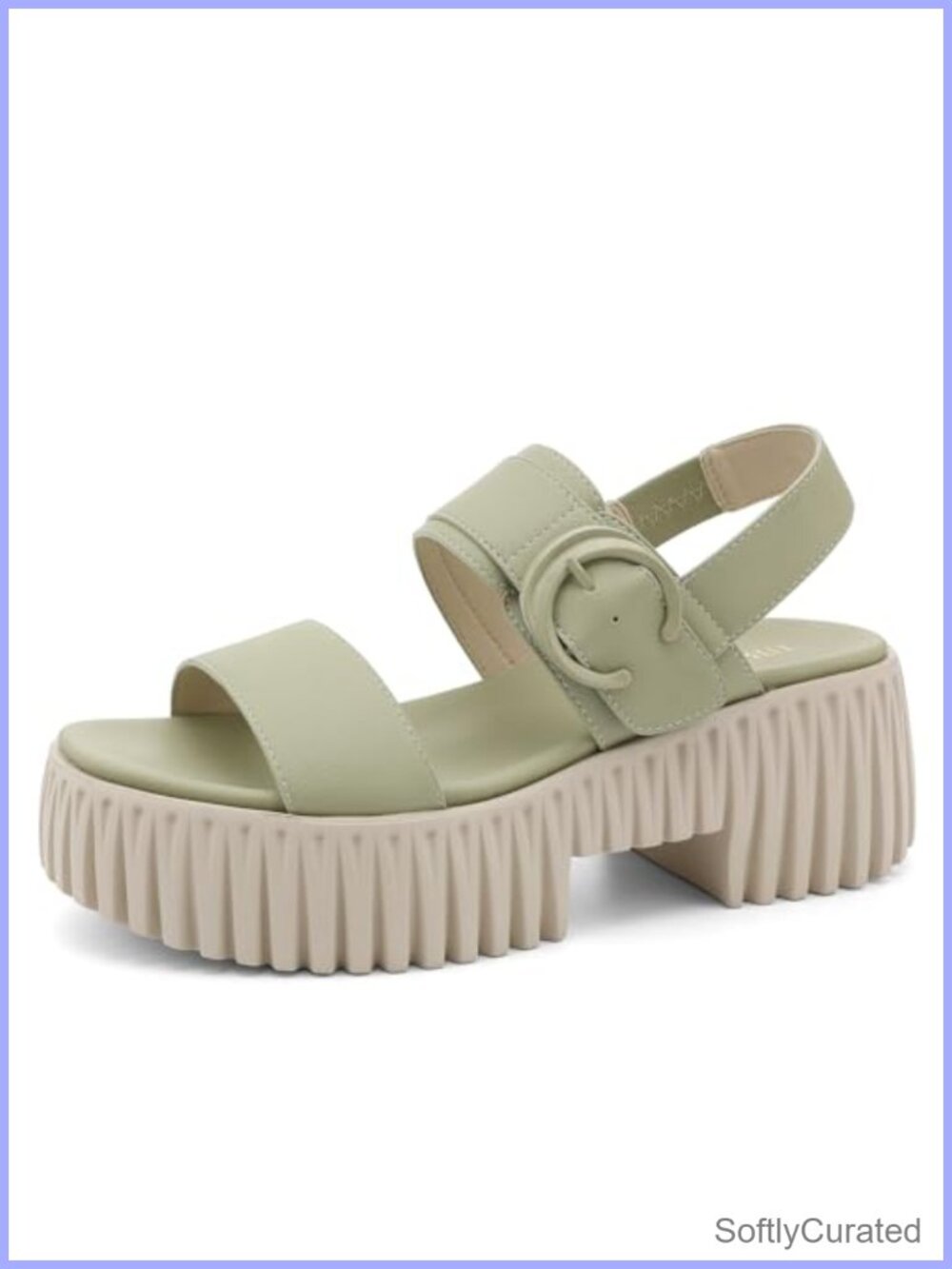 Women's Platform Wedge Sandals Faux Leather Block Heel Lightweight
